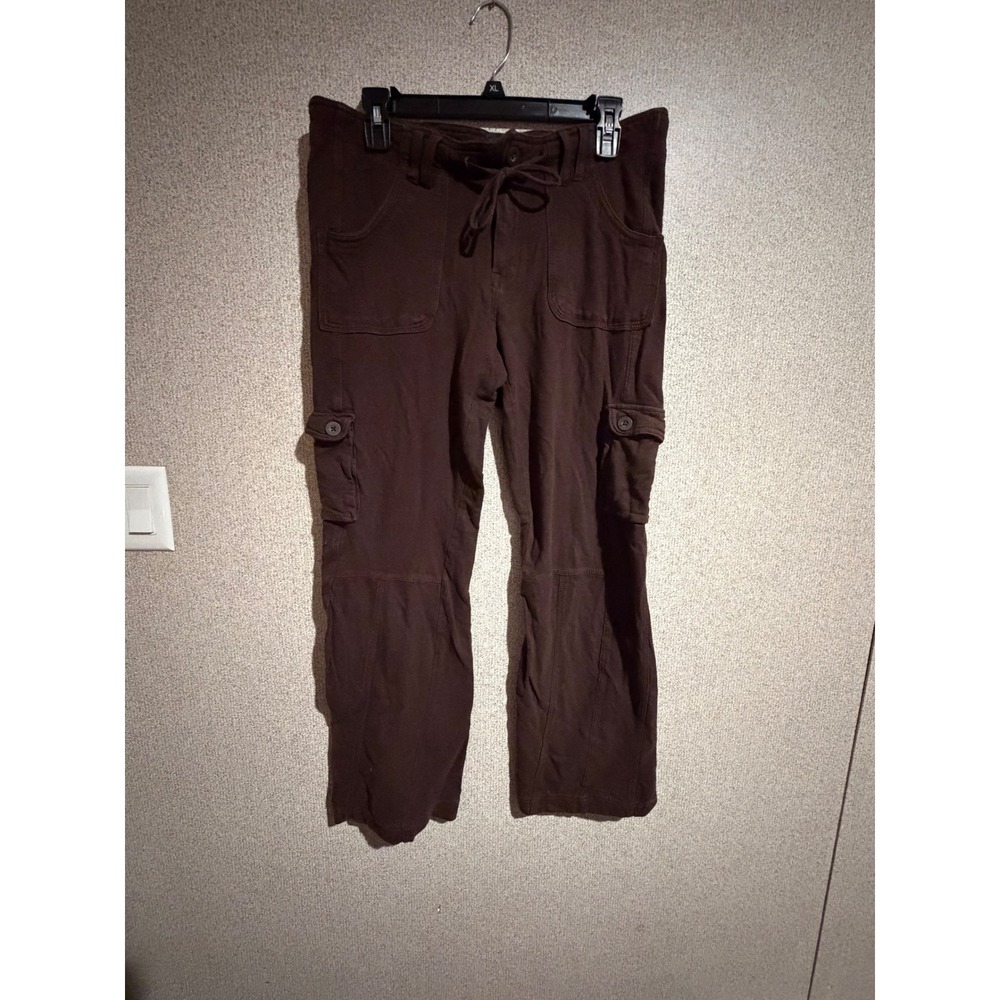 Faded Glory Womens Brown Organic Cotton Cargo Pants Size 8A Drawstring Utility